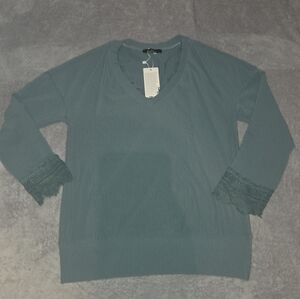 Trendy Boutique Teal Lace Sleeve Top